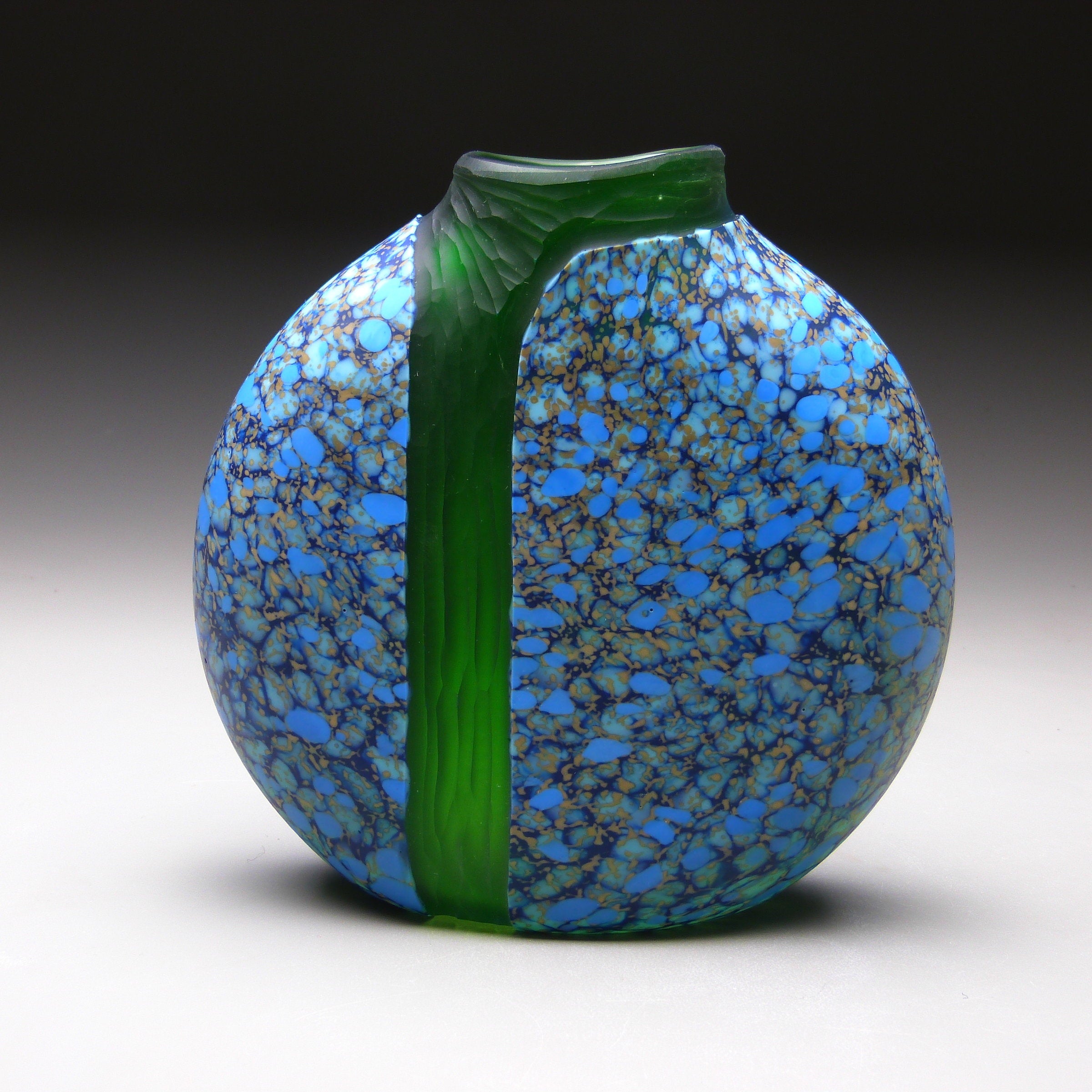 Blue Cascade Vase  with Green Interior