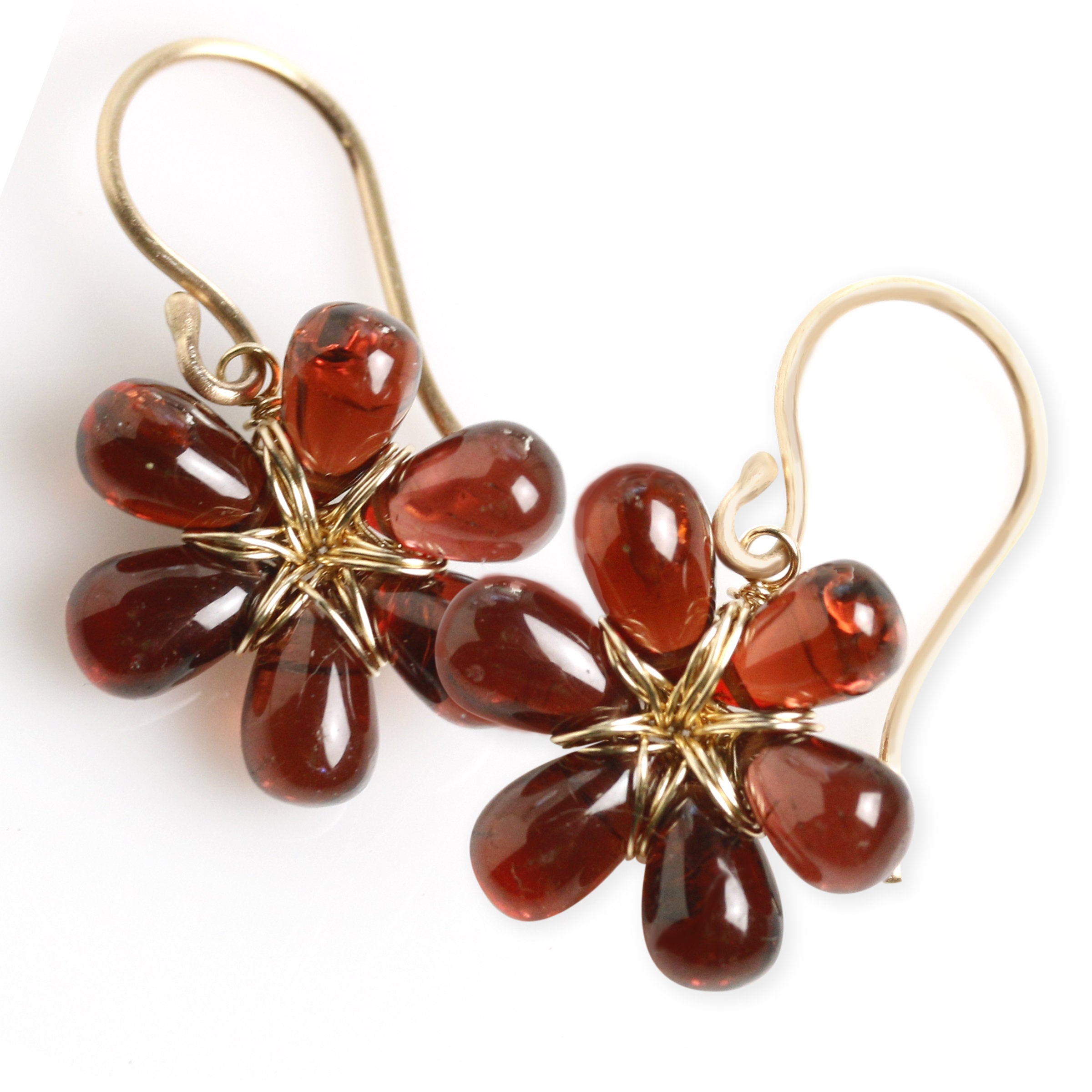 Red Garnet Flower Earrings