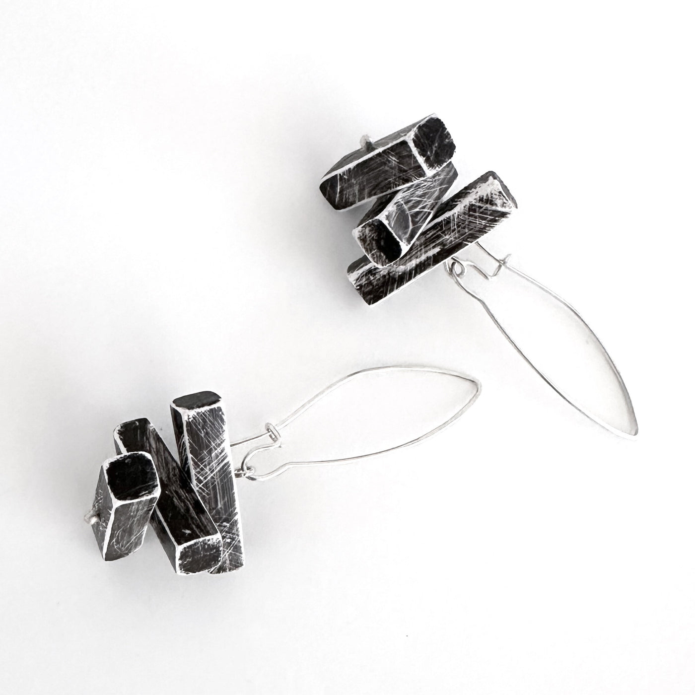 Stacked Weathered Bar Earrings