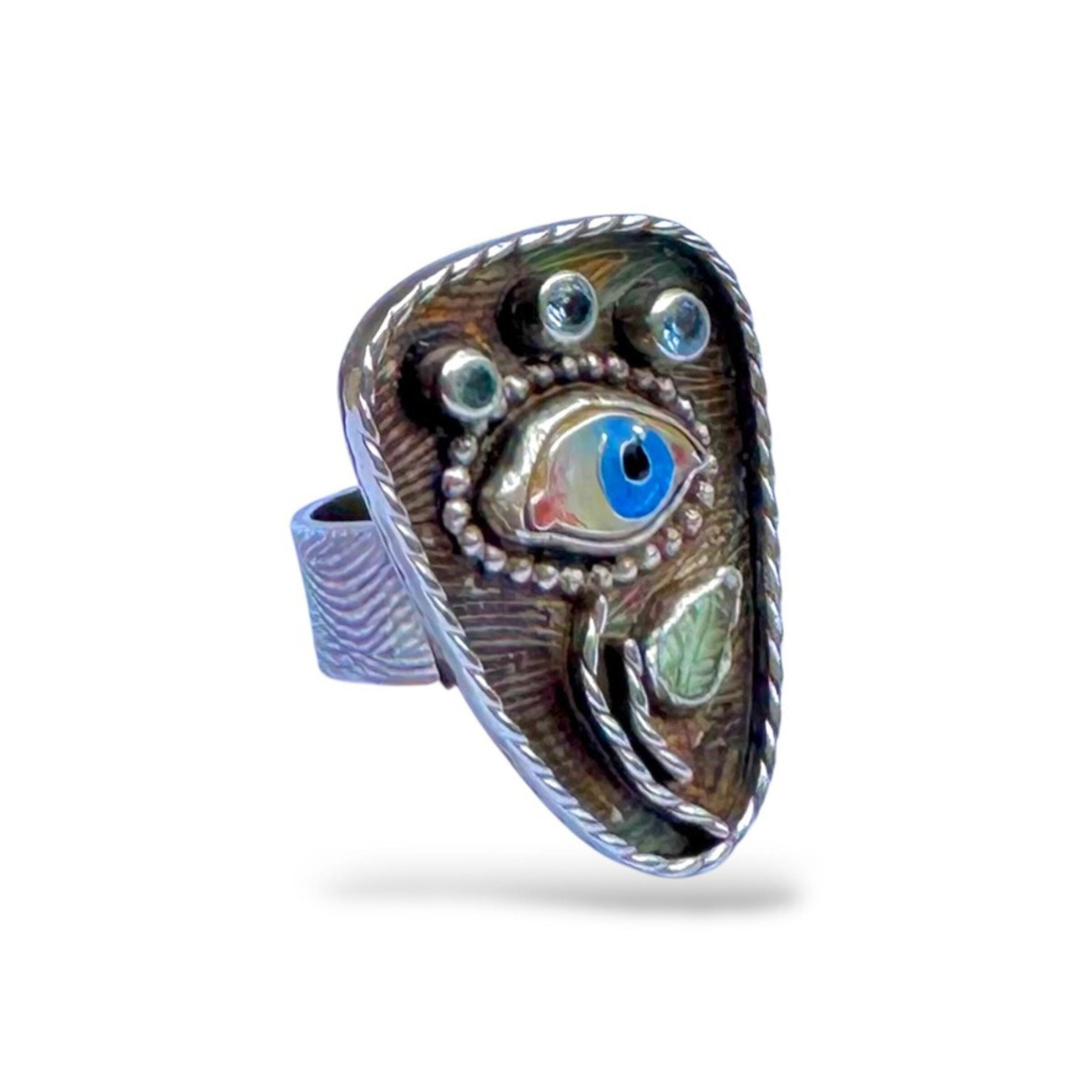 Blooming Evil Eye Talisman Ring