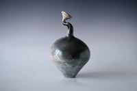 Nerida Coil Green Iridescent Raku Vessel