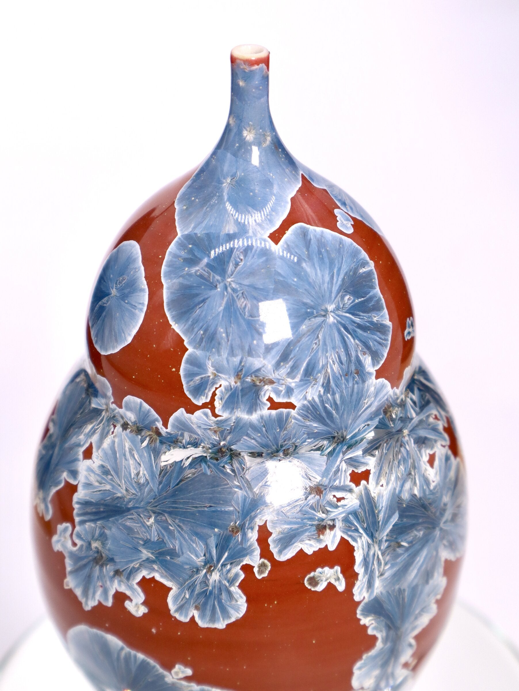 Miniature Crystalline Red & Blue Bottle