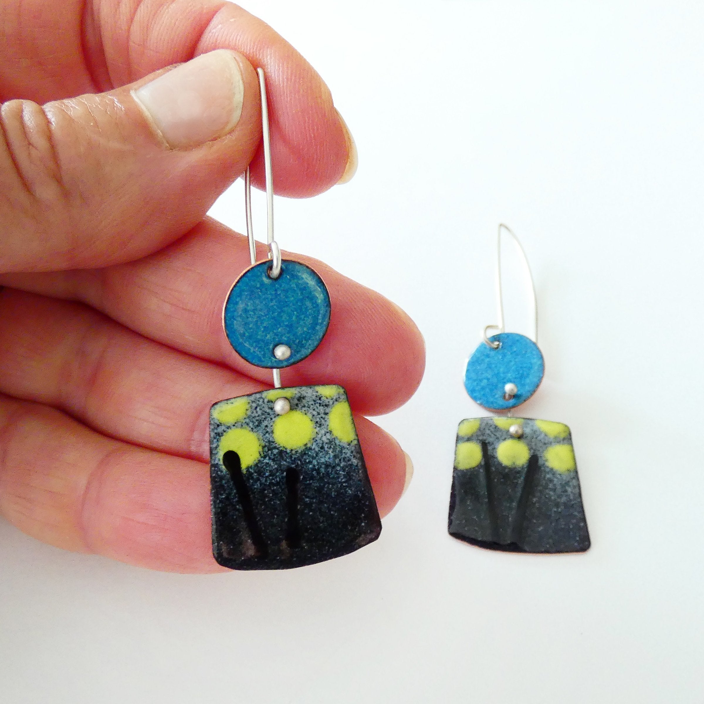 Blue Dot Brush Earrings