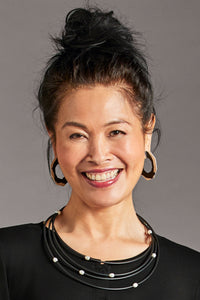 shown with the Open Edge Hoops by Eliana Arenas
