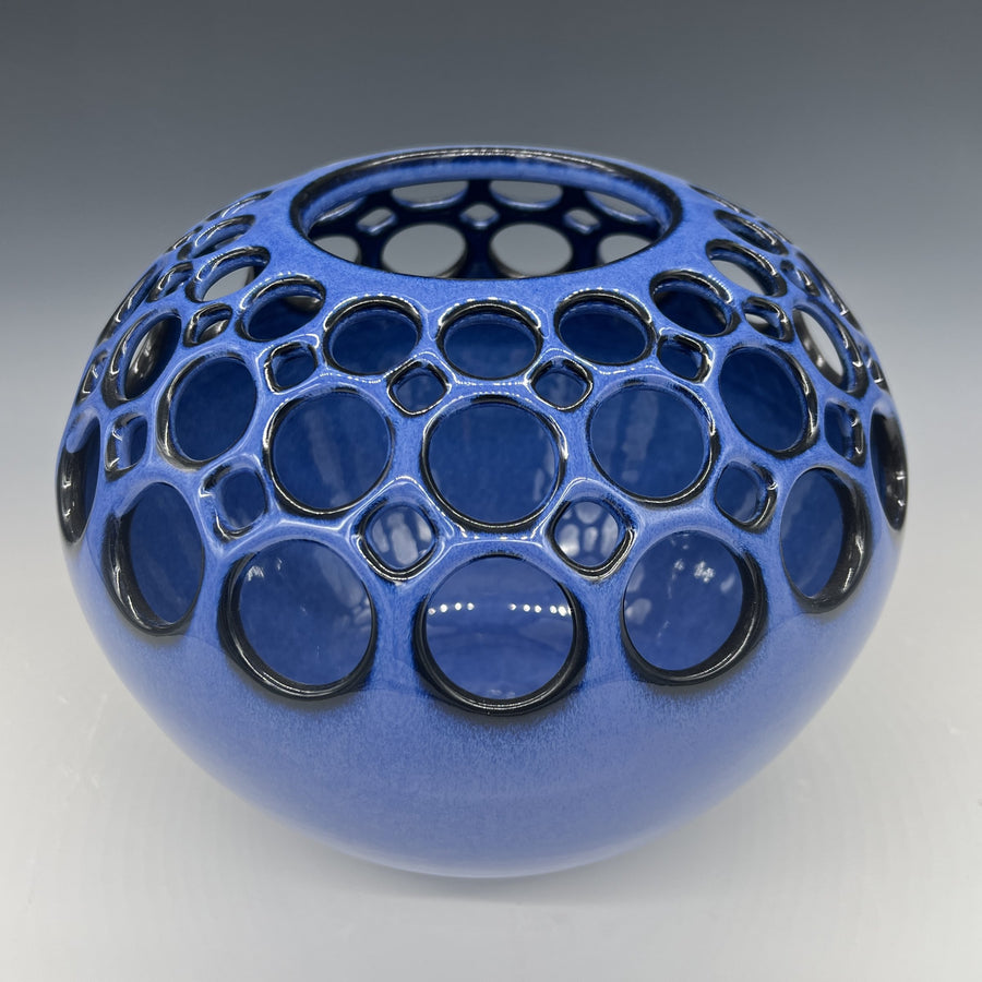 Demi Pierced Blue Orb Vase