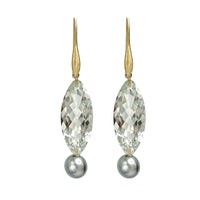 Prasiolite & Tahitian Pearl Drop Earrings