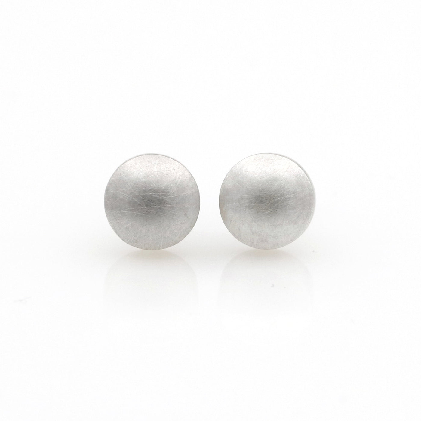 Silver Button Ear Studs