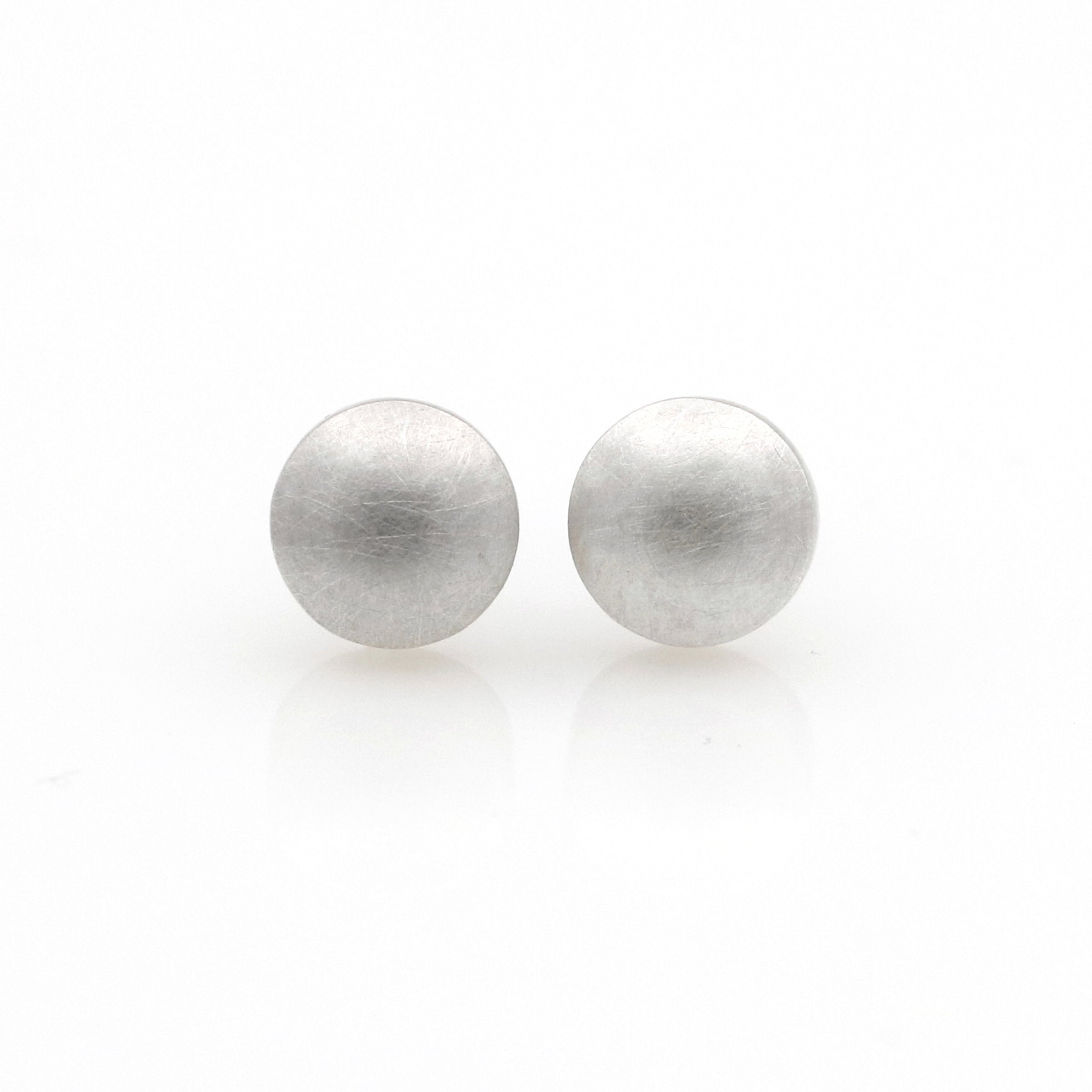 Silver Button Ear Studs