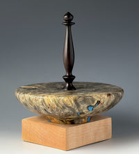Vessel Turned from Buckeye Burl and African Blackwood Finial