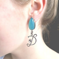 Chalcedony & Blue Diamond Earrings