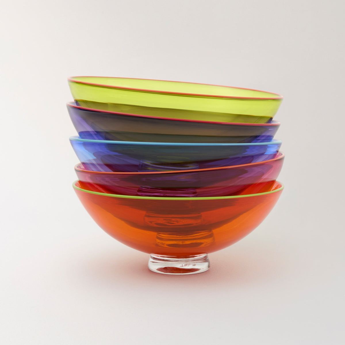 Small Transparent Colored Glass Bowls
