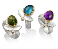 Silver/Grossular Garnet, Silver/Blue Topaz, Silver/Amethyst