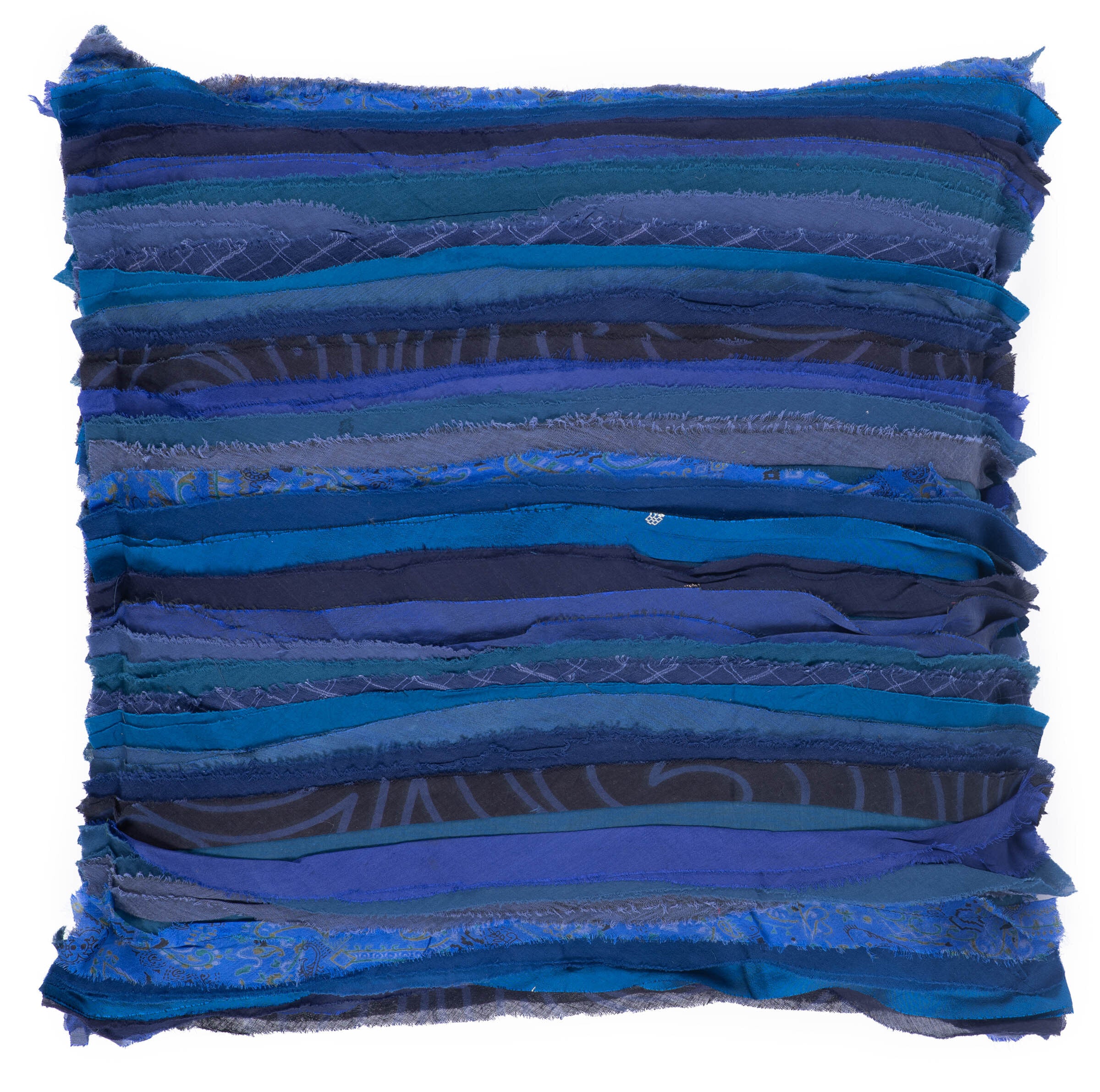 Blue Wavy Stripe Vintage Patch Pillow