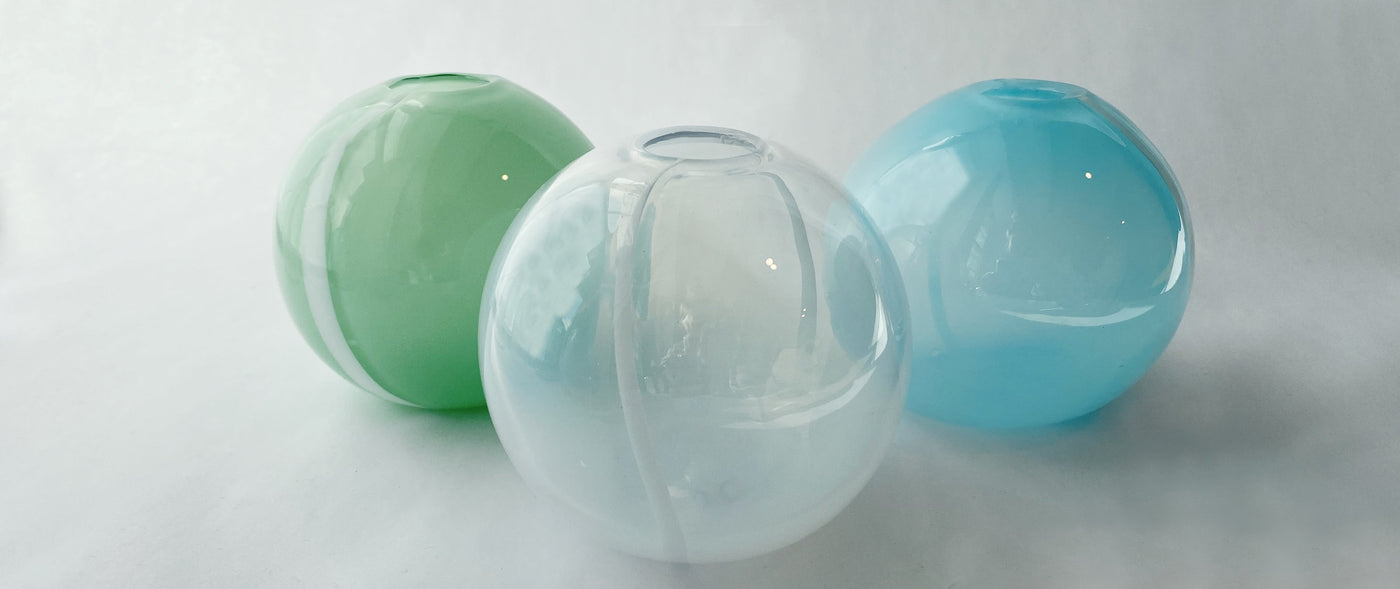 left to right: Mint Green, Alabaster white, Opal Blue