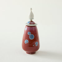 Miniature Crystalline Red and Blue Jar