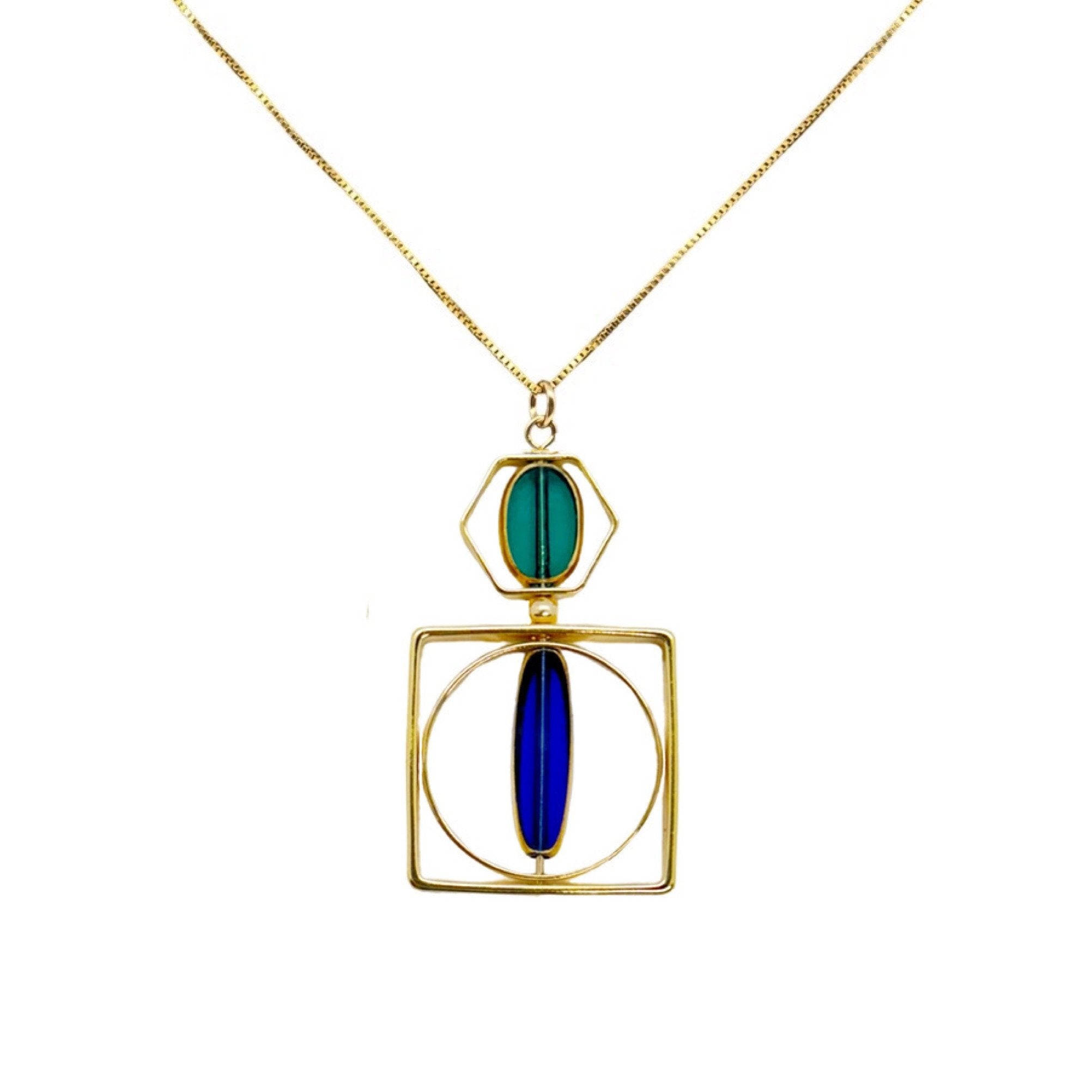 Green & Blue Art Deco Pendant