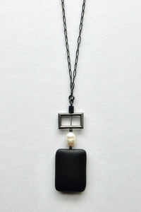 Silver, Freshwater Pearl & Onyx Necklace