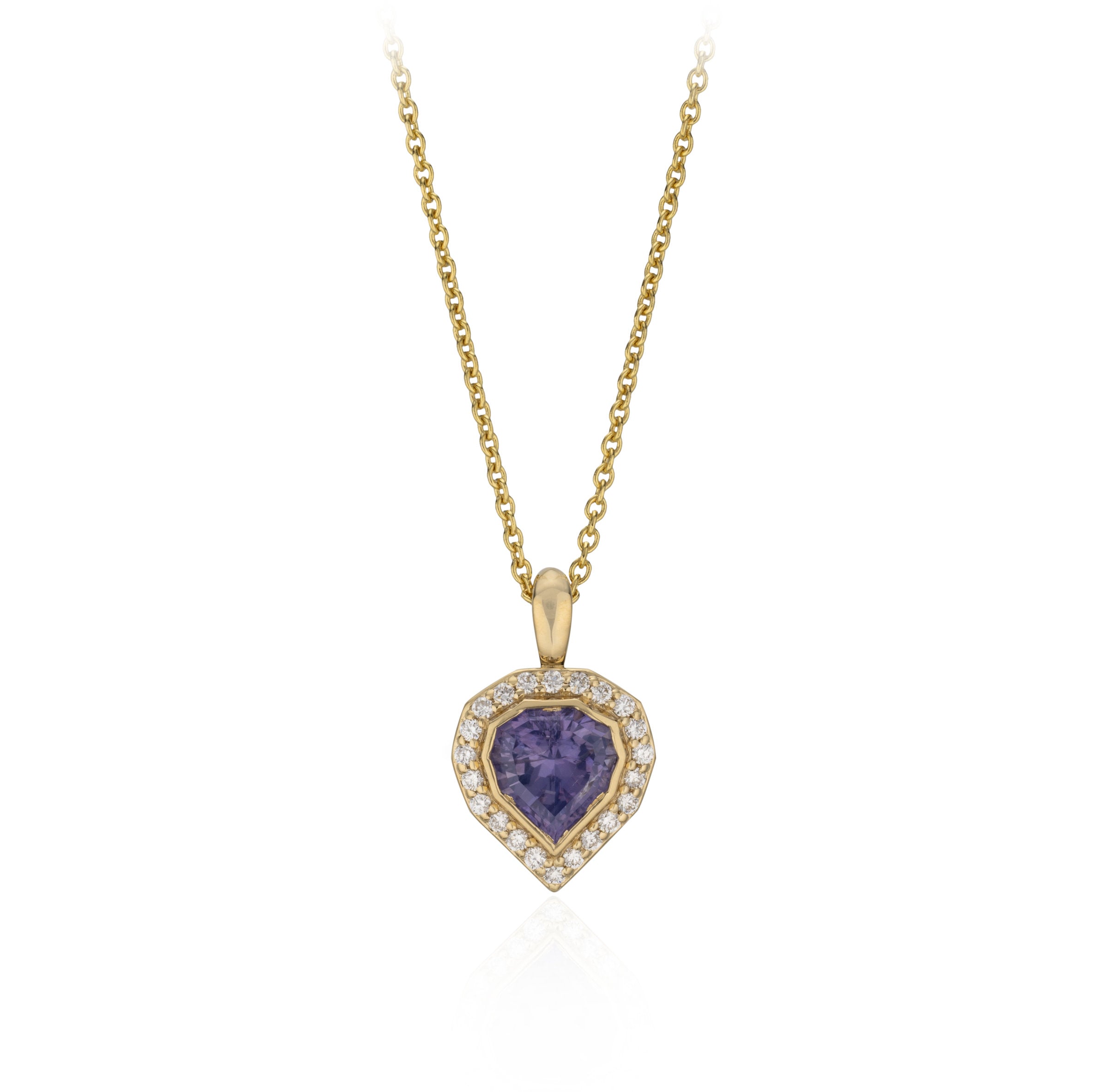 Purple Geometric Sapphire and Diamond Pendant