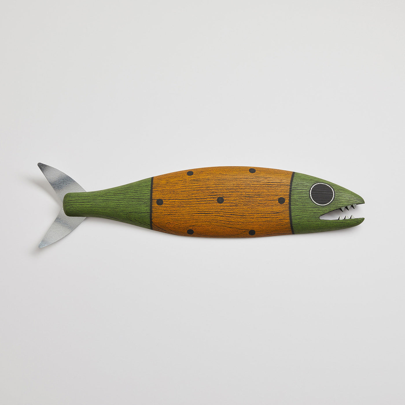 Small Fish with Teeth in Green Gold Dots