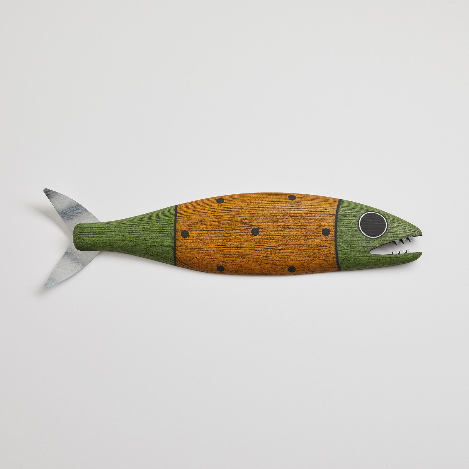 Small Fish with Teeth in Green Gold Dots