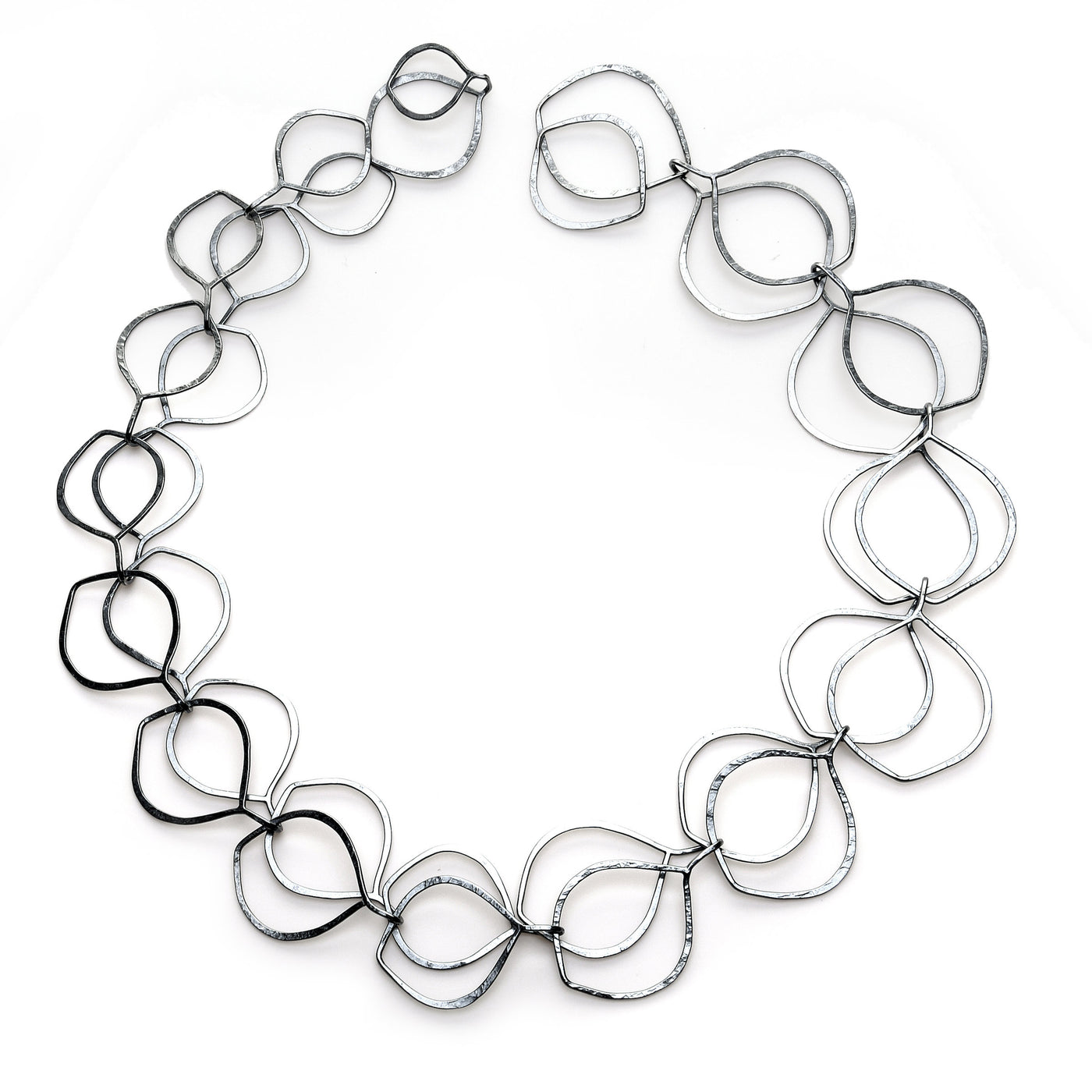 Double Petal Oxidized Link Chain Necklace