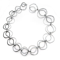 Double Petal Oxidized Link Chain Necklace
