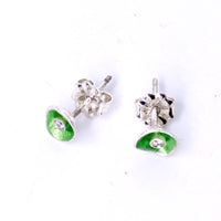 Grass Green Enamel & Diamond Earrings