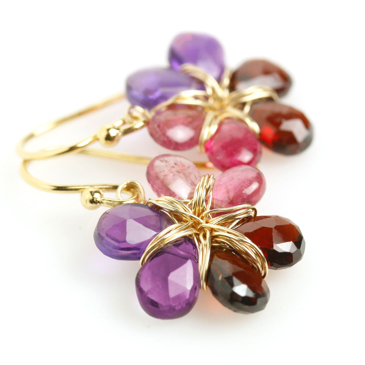 Jewel Toned Flower Earrings