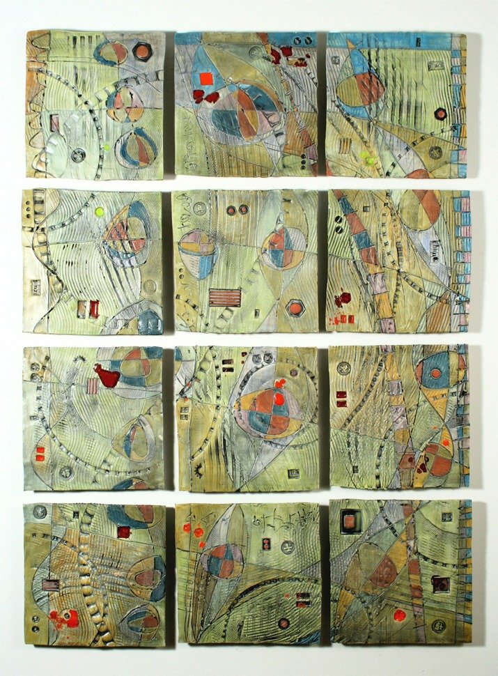 Abstract Space, Hills, 12-Tile Wall Piece