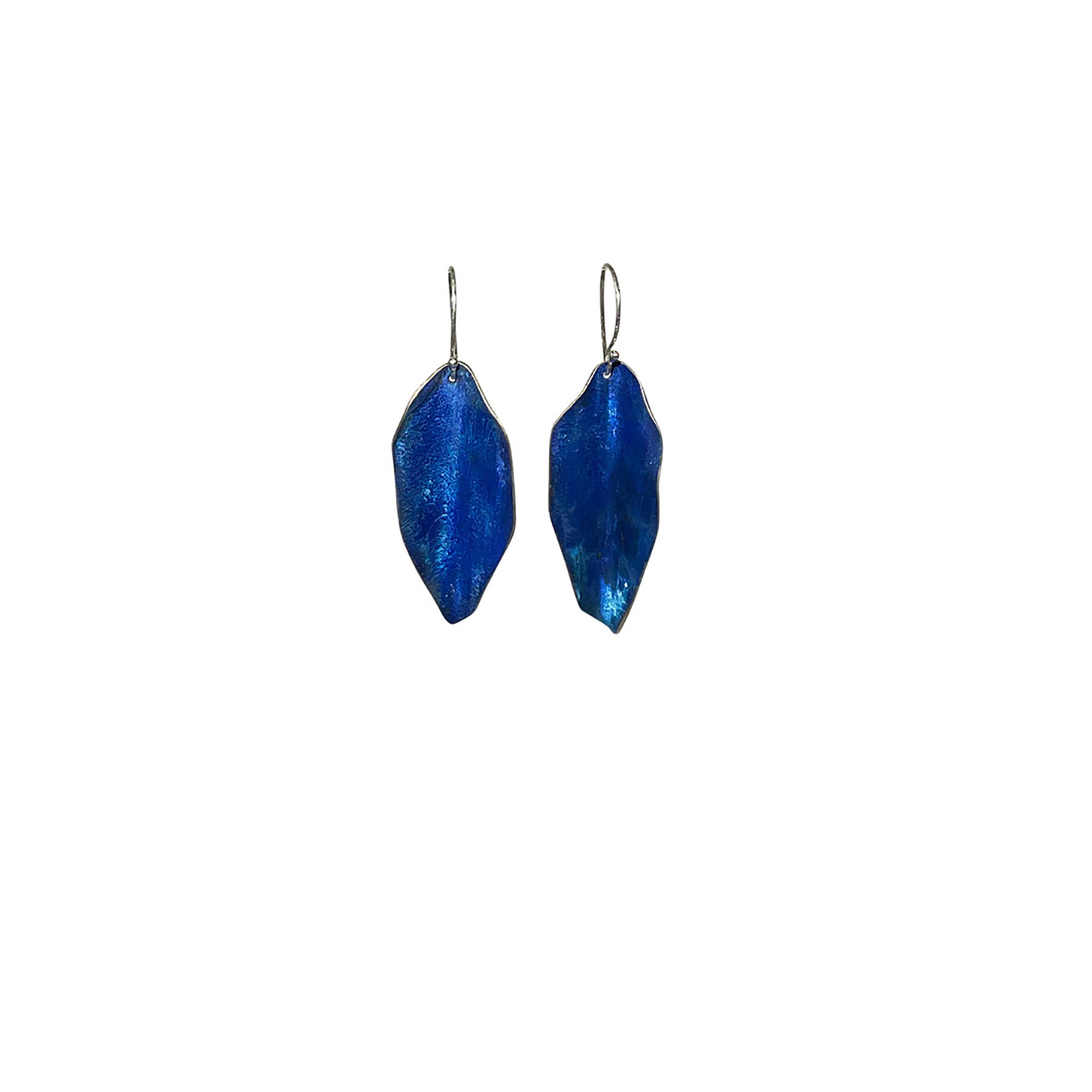 Small Blue Leaf Earrings