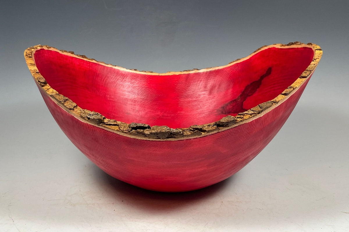 Natural Edge Dyed Sycamore Bowl in Red