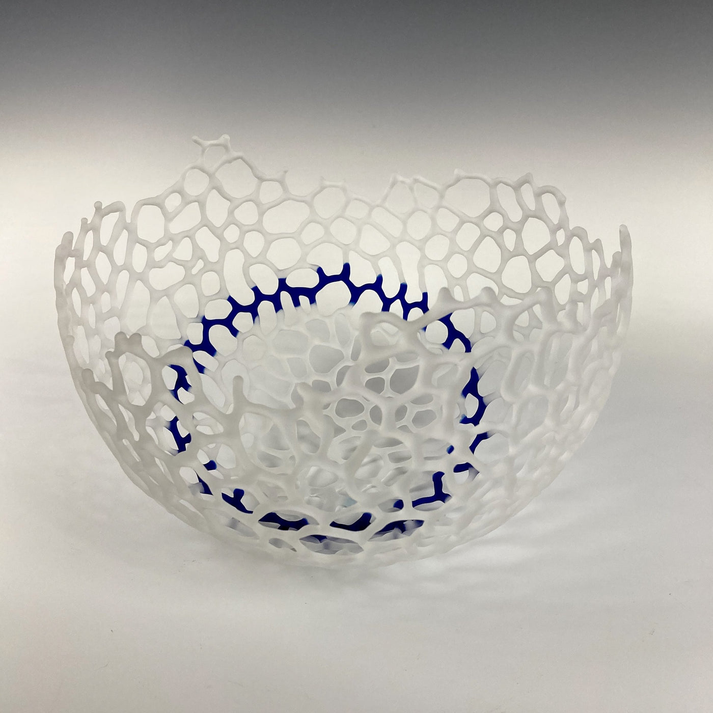 Frosted Basket with Narrow Blue Band