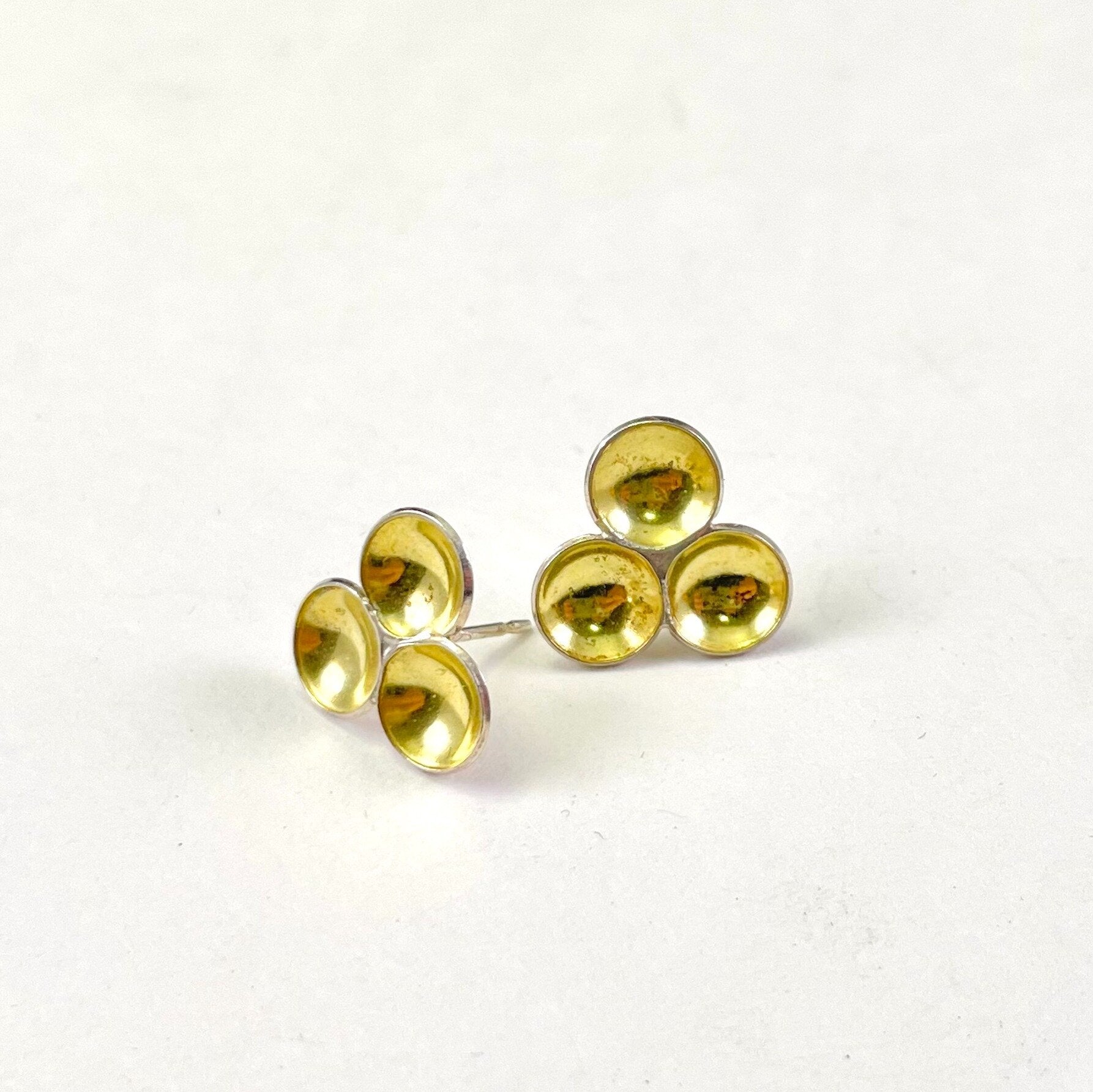 Triple Gold Stud Earrings