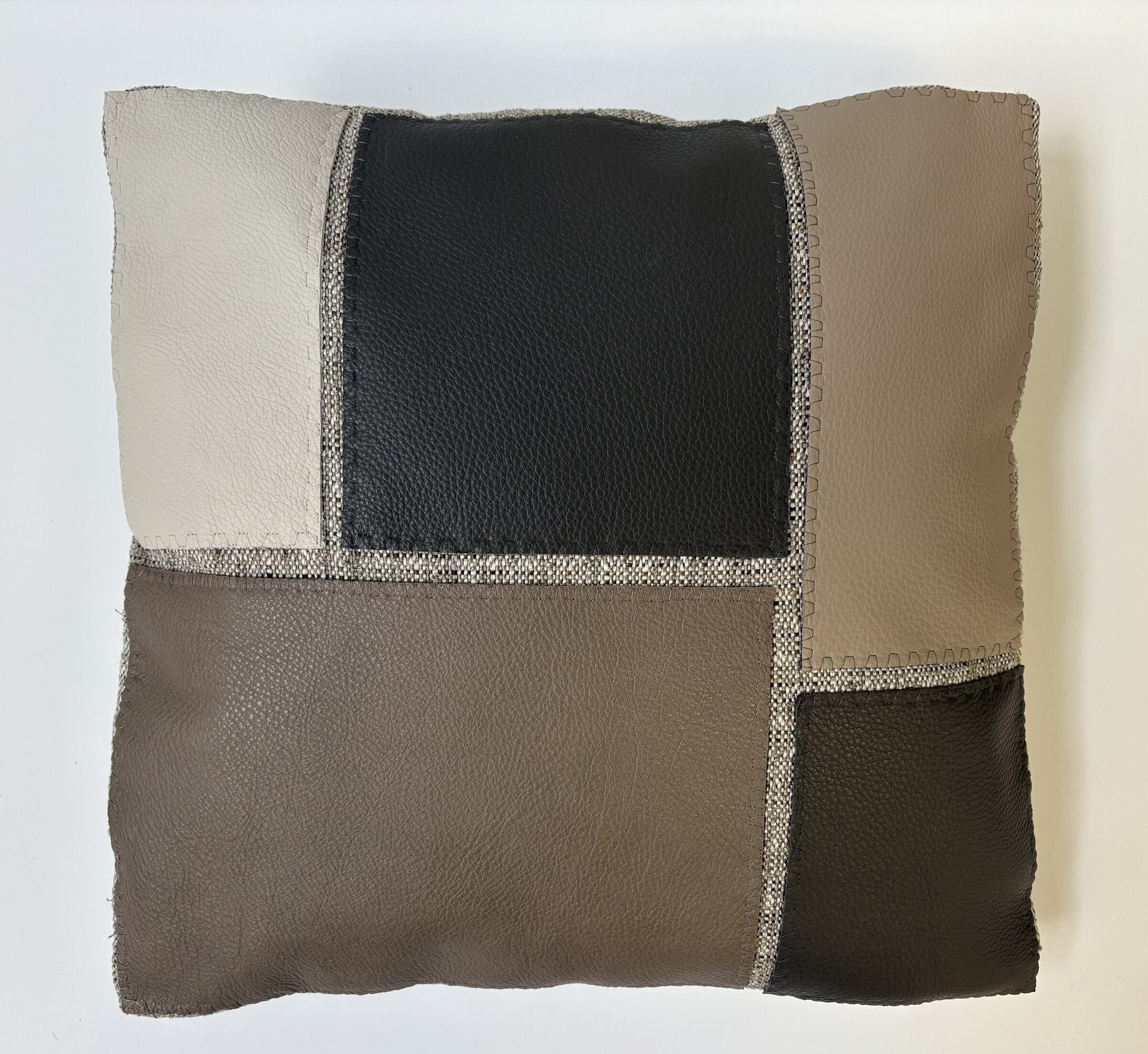 Leather Appliqued Color Block Pillow #2