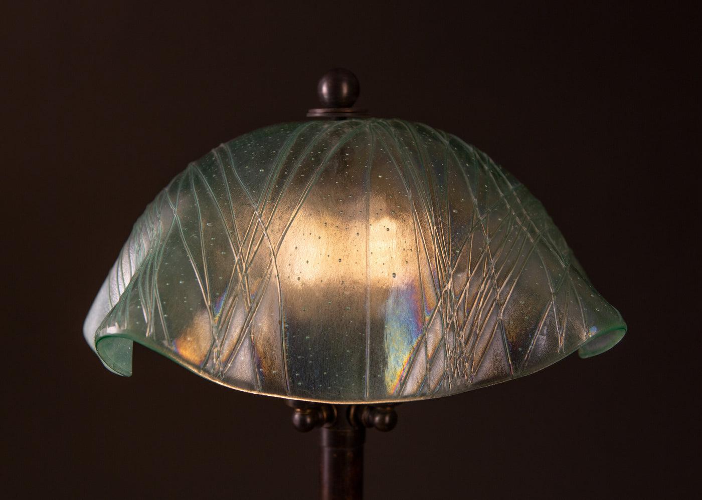 Green Iridized Copper Table Lamp