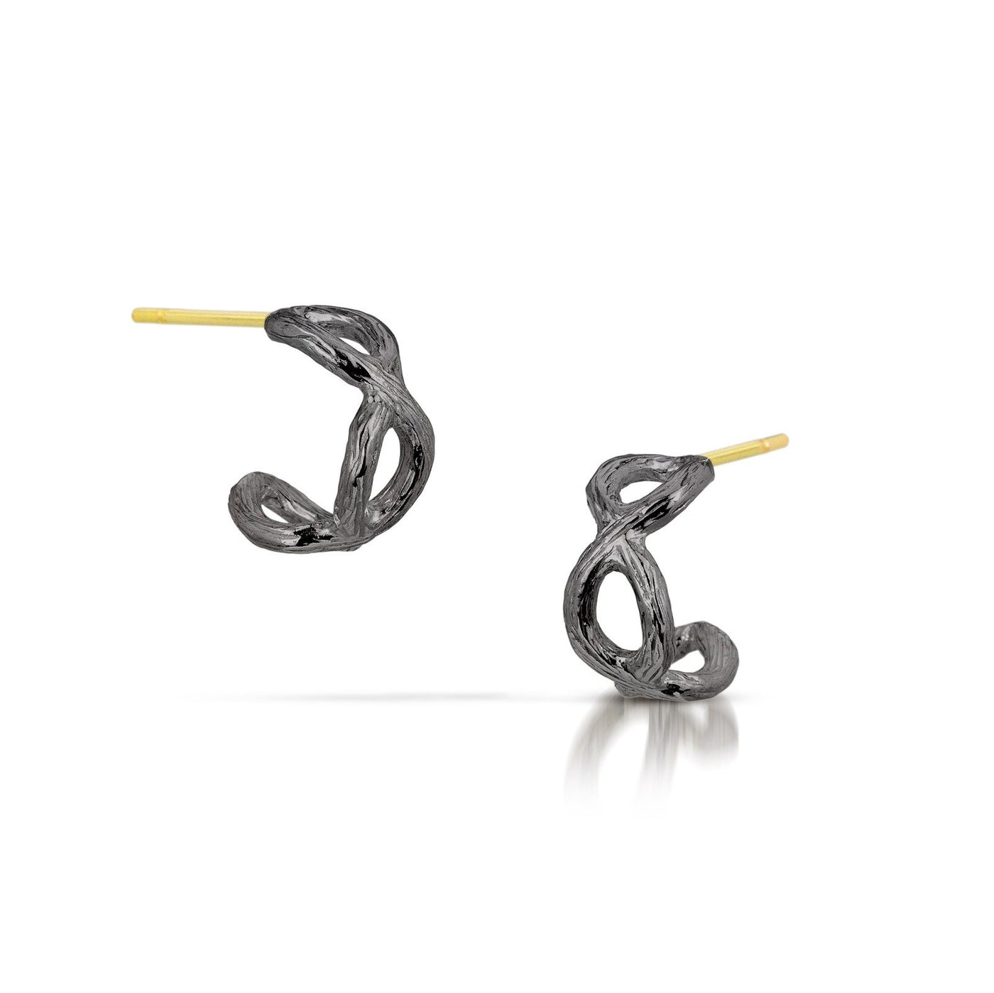Small, Oxidized Silver, 18k Gold Posts | Photo by Cole Rodger Photographics