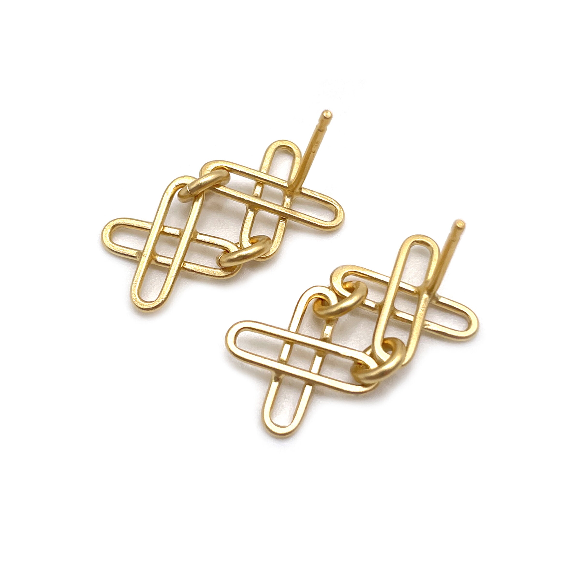 Double X Link Stud Earrings