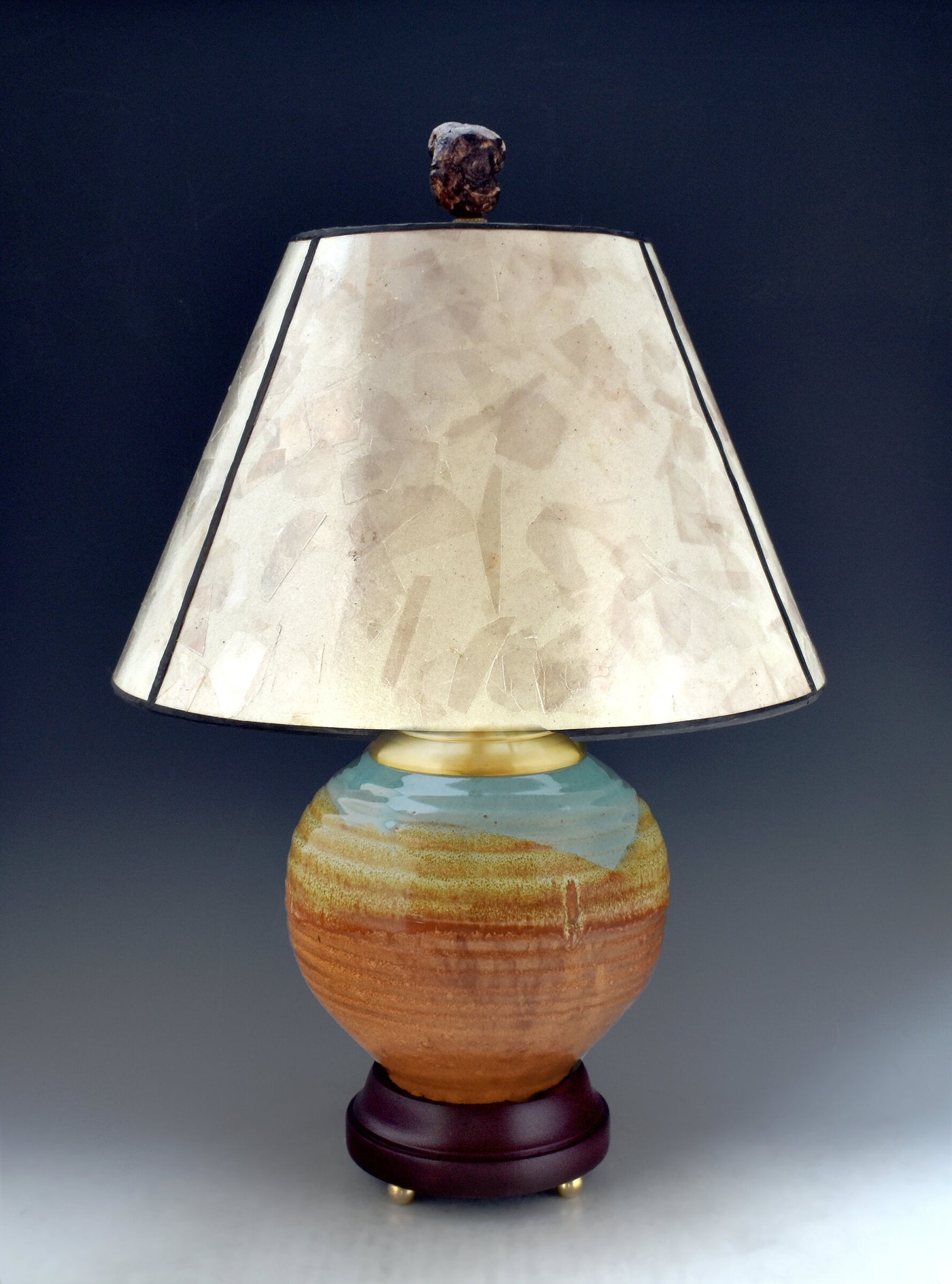 Stoneware Table Lamp with Mica Shade