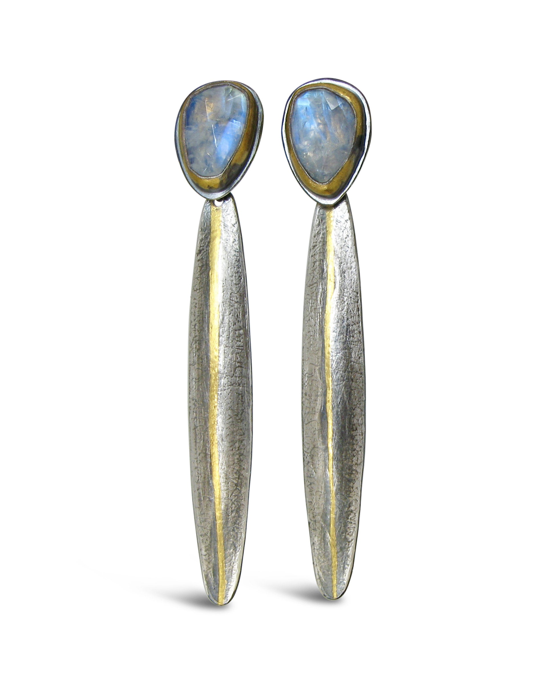 Split Reed Earrings with Moonstones
