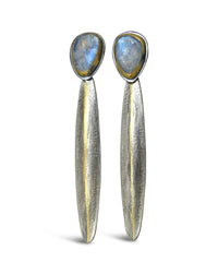 Split Reed Earrings with Moonstones