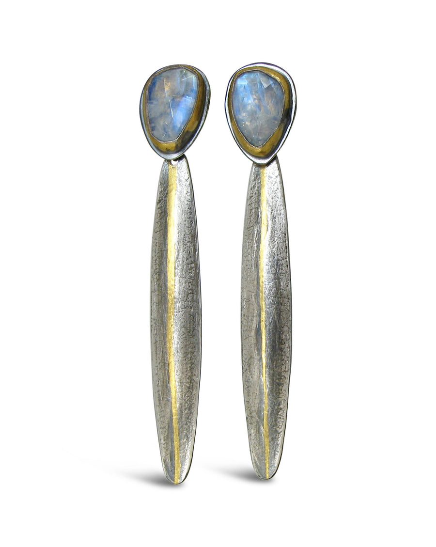 Split Reed Earrings with Moonstones