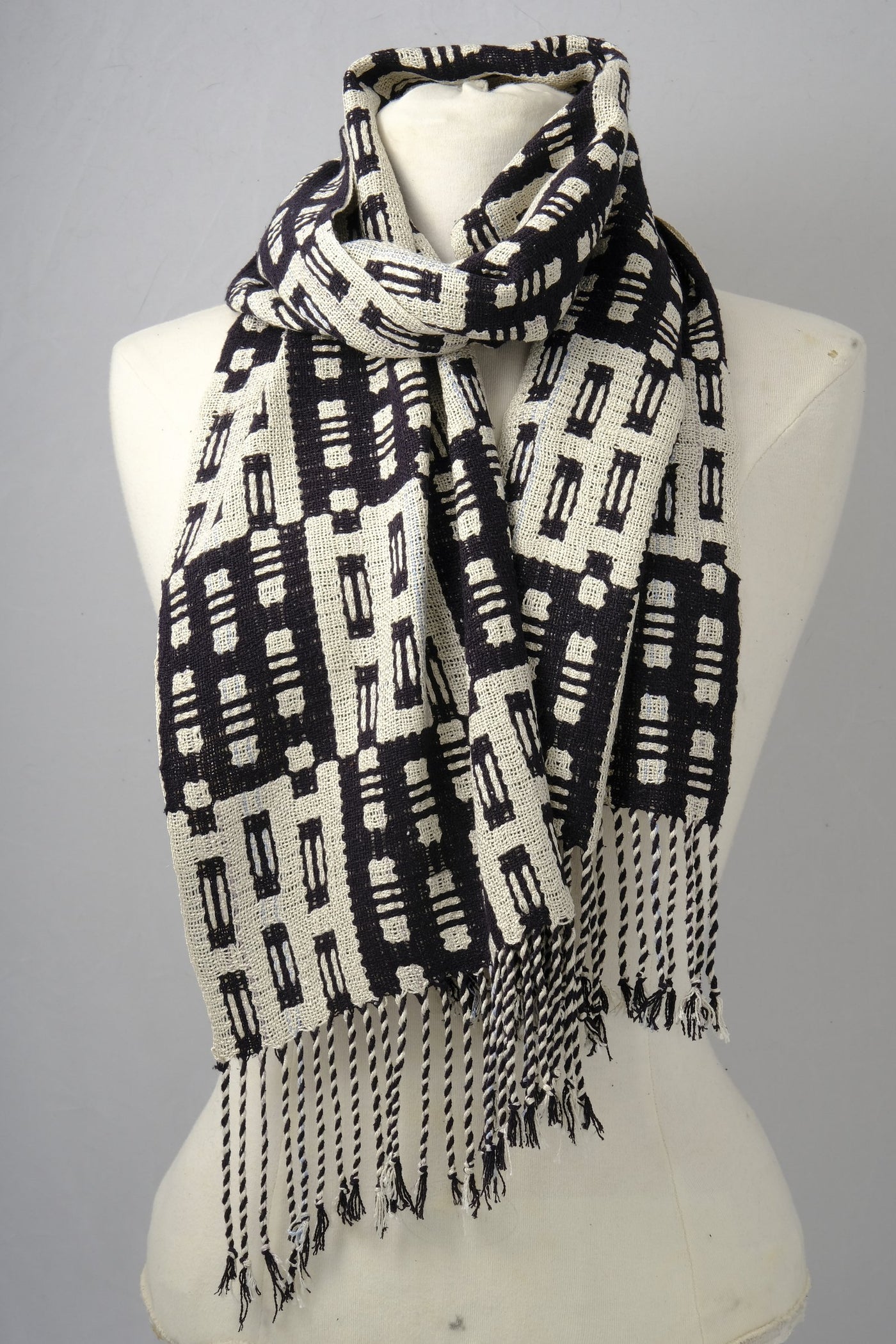 Double Weave Scarf in Black and White