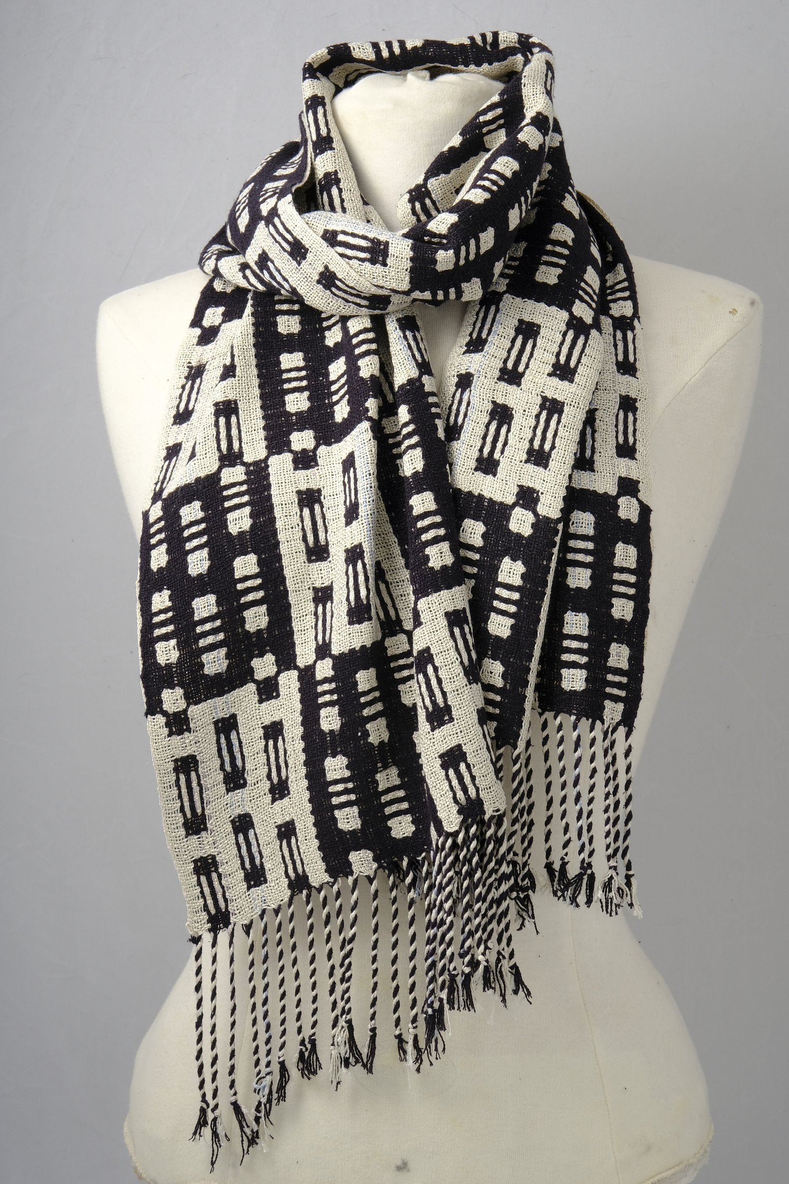 Double Weave Scarf in Black and White
