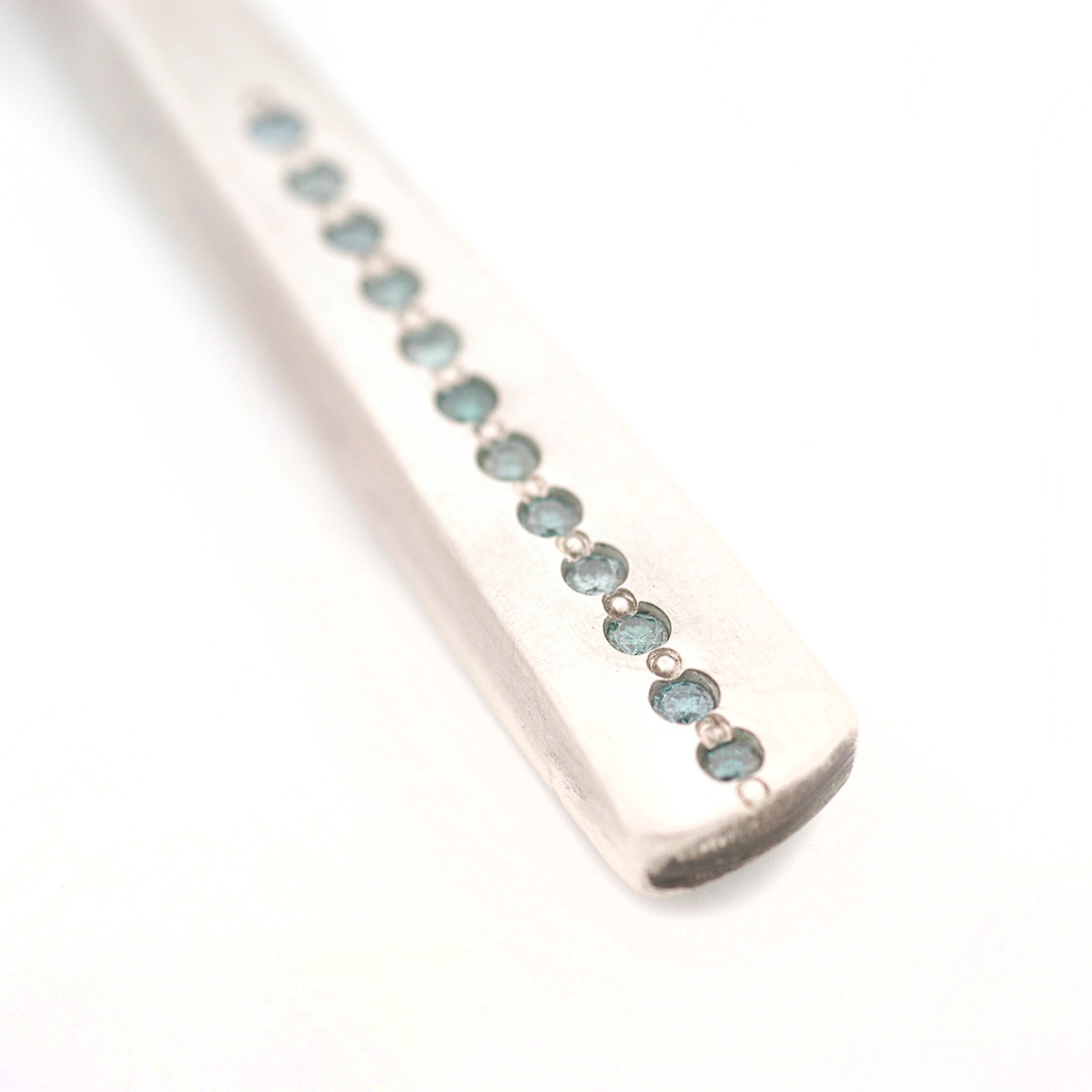 Long Blue Diamond Stick Pendant