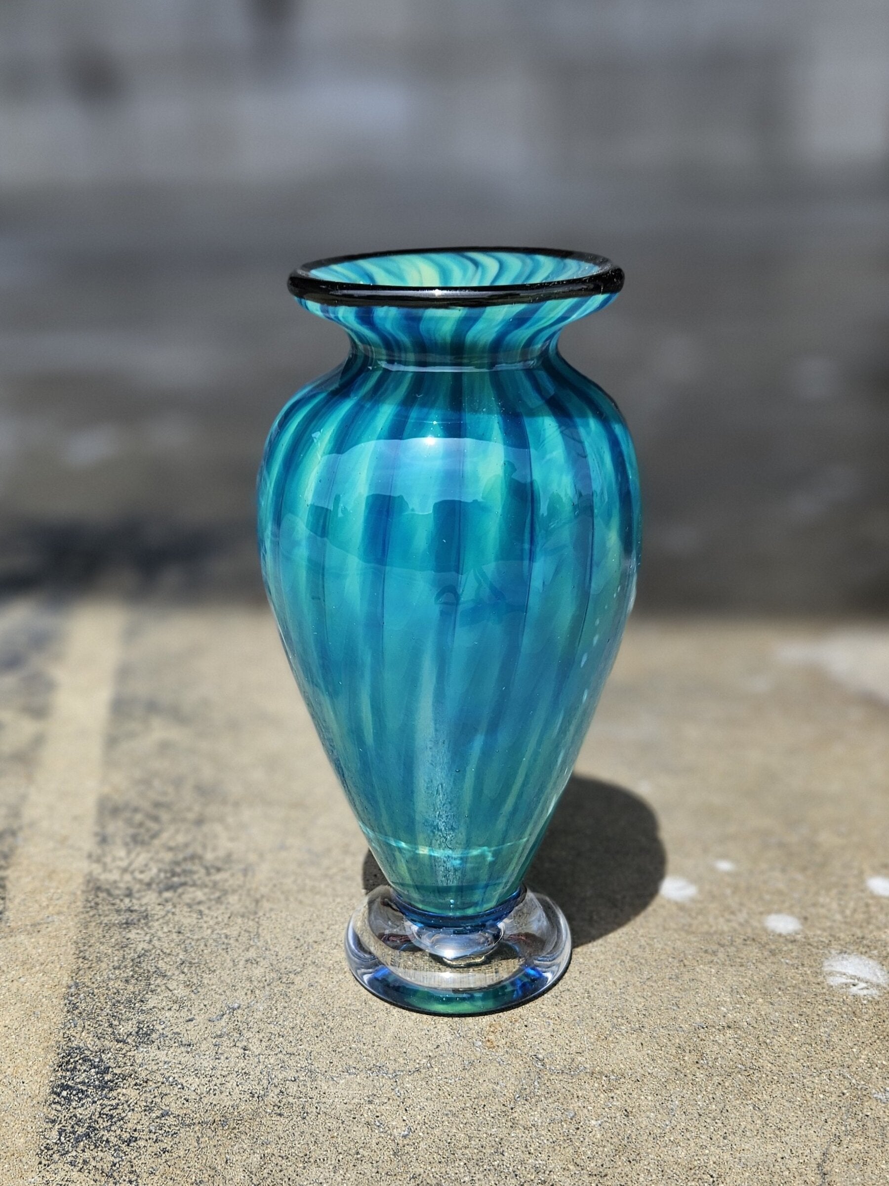 Striped Teal Vase