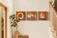 Circle Line Square Copper and Gold Wall Squares