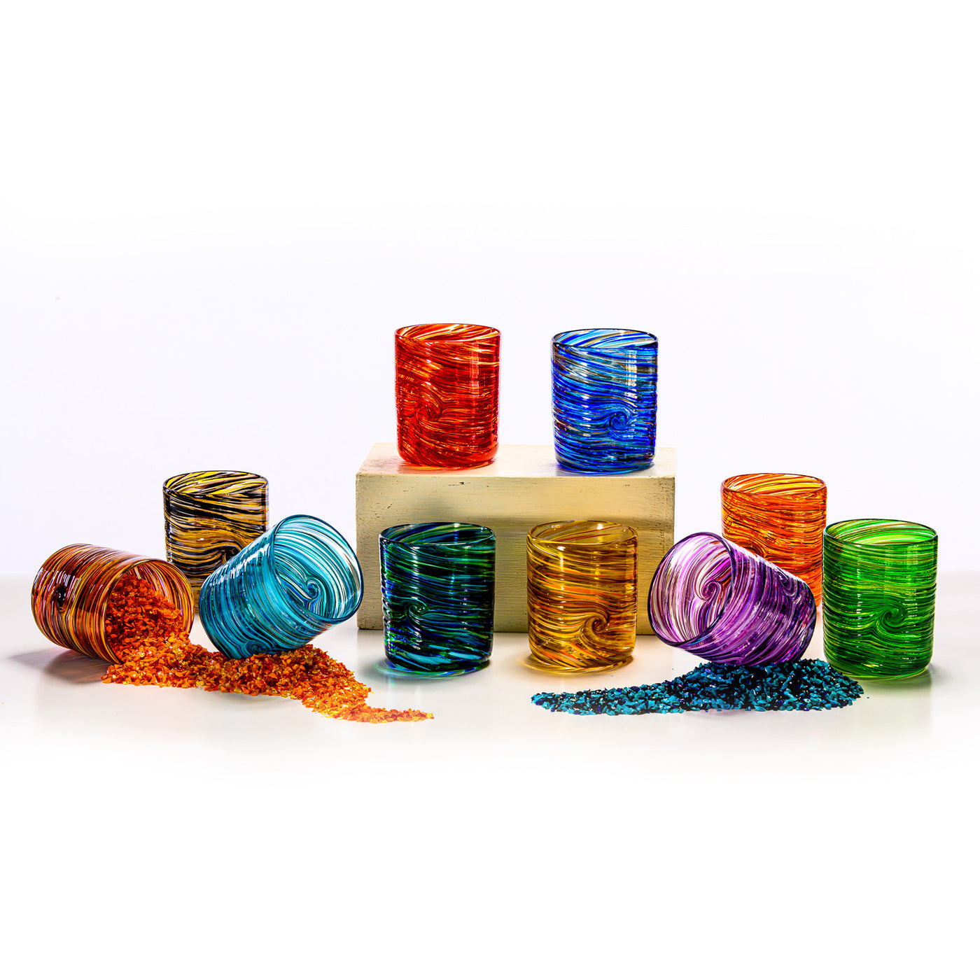 Large Cyclone Low Ball Glass