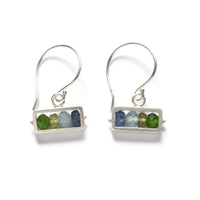 Horizontal Rectangle Earrings in Blue-Green