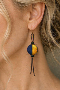 Blue & Gold Vintage Silk Earrings