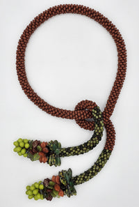 Brick & Green Cluster Necklace
